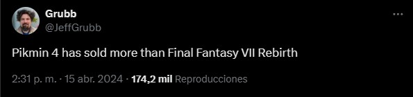 就连《皮克敏 4》的销量也超过了《最终幻想 VII 重生》