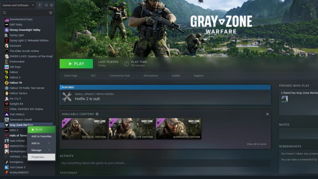 Grazy Zone Warfare Steam library